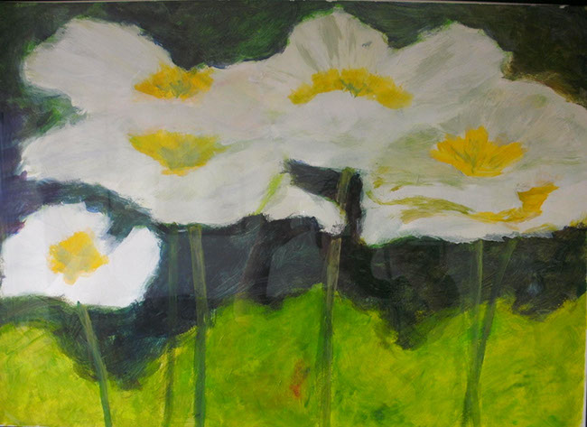 Blumen am Wasser Acryl 70x50